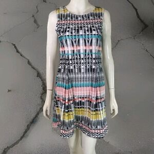 Romeo and Juliet Couture Boho Printed Laser Cut Scuba Dress M Lined MSRP $175